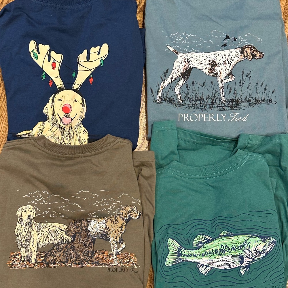 Properly Tied Kids Long Sleeve Tees - Blue, Green, Brown Large 14-16